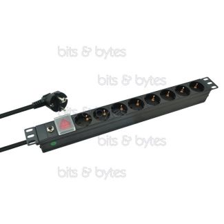 1U 19-inch Rackmount PDU with 8 German Sockets Outputs (Overload Protection) 262835 4005938628353 Helos