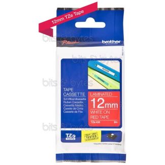 Brother TZe-435 White on Red Laminated Thermal Label Tape (12mm x 8m)