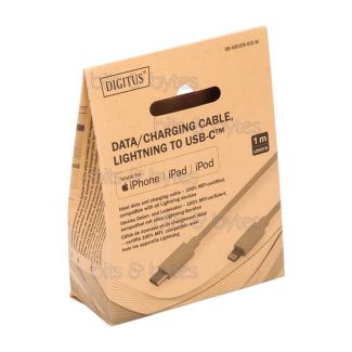 Digitus 1.0m Apple iPhone/iPad Lightning USB Type-C Data/Charger Cable DB-600109-010-W 4016032469957