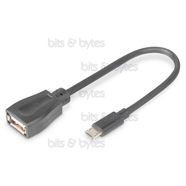 0.2m OTG USB Micro-B Plug to USB 2.0 Socket A Adapter Cable 4016032383697 DB-300309-002-S