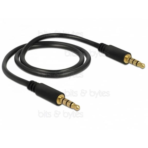 0.5m Stereo 3.5mm Jack Plug to Plug Audio & Mic Cable 4pin Delock 83434 4043619834341