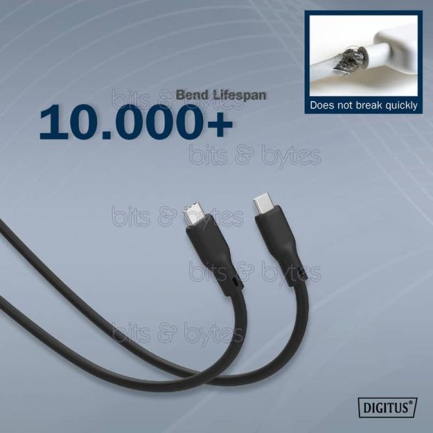 2.0m USB 4.0 Type-C Plug to Plug 20Gbps 240W Silicone Cable 4016032496113 AK-300344-020-S