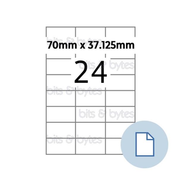 24 Labels (70mm x 37mm) per A4 Sheet without Selvedge (100 Sheets) spree 2037LS