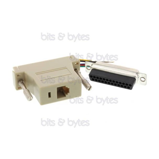 25pin D-Sub Socket to RJ12 (6P6C) Socket Unshielded Modular Adapter