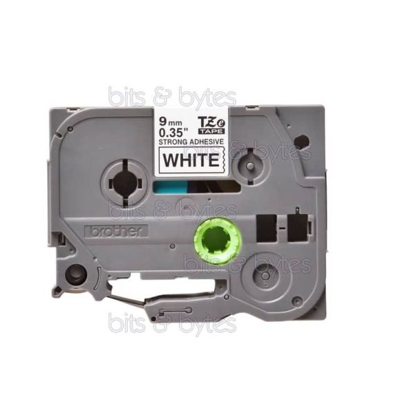 Brother TZe-S221 Extra Strength Adhesive Black on White Laminated Label Tape (9mm x 8m) TZES221 4977766693325