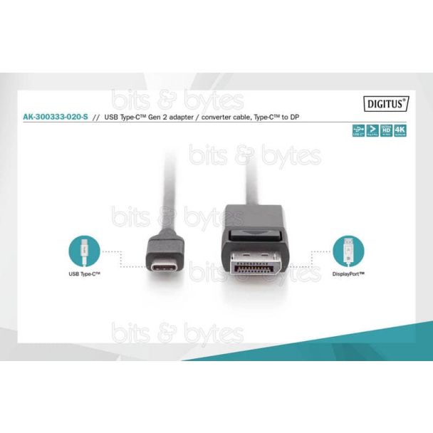 Digitus 2.0m USB 3.1 Gen2 Type-C to DisplayPort 4K Converter Cable