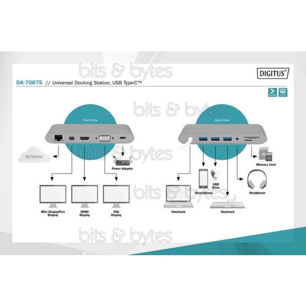 Digitus DA-70875 USB 3.1 Type-C Universal Docking Station 4016032456650