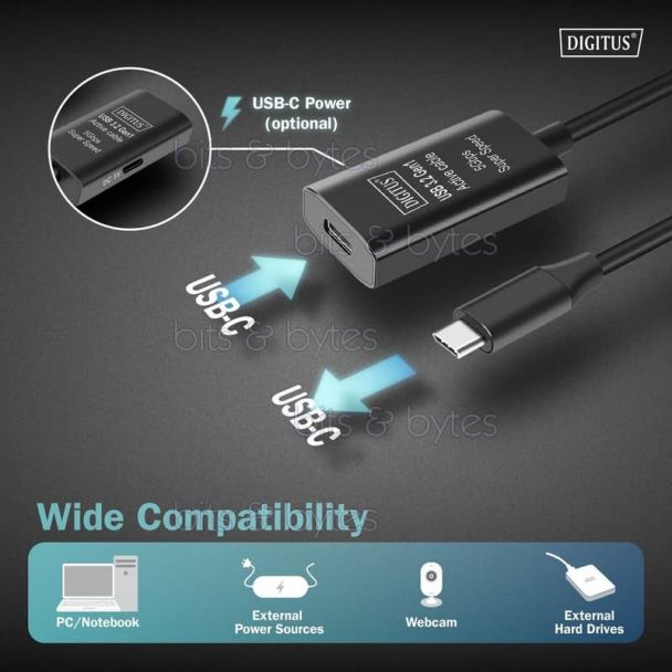 Digitus DA-73108 5.0m Active USB-C Extension 5Gbps Cable 4016032497387