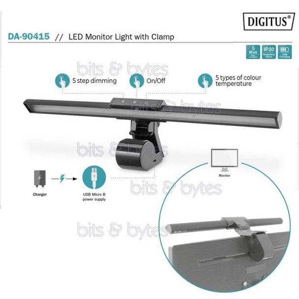 Digitus DA-90415 LED Monitor Light with Clamp Mount 4016032475033