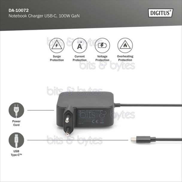 Digitus USB-C Notebook Power Supply - 5V to 20V / 5A max (100W) DA-10072 4016032487852