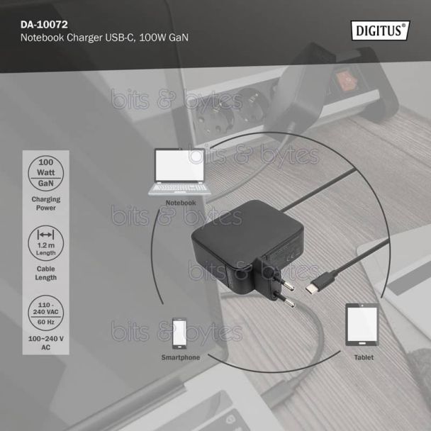Digitus USB-C Notebook Power Supply - 5V to 20V / 5A max (100W) DA-10072 4016032487852