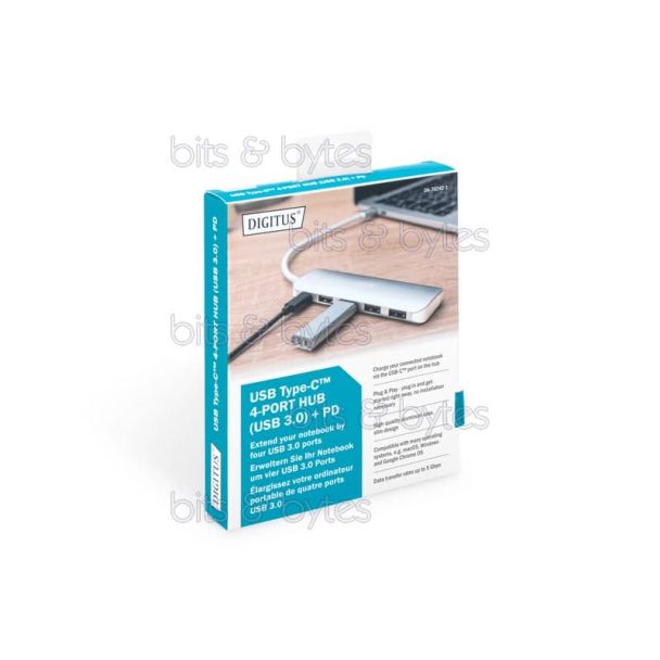 Digitus USB Type-C to 4 Port USB 3.0 with Type-C PD Charger Connector DA-70242-1 4016032455653