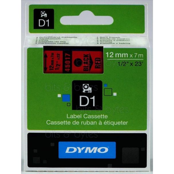 Dymo D1 S0720570 (45017) Black on Red Thermal Label Tape (12mm x 7m)