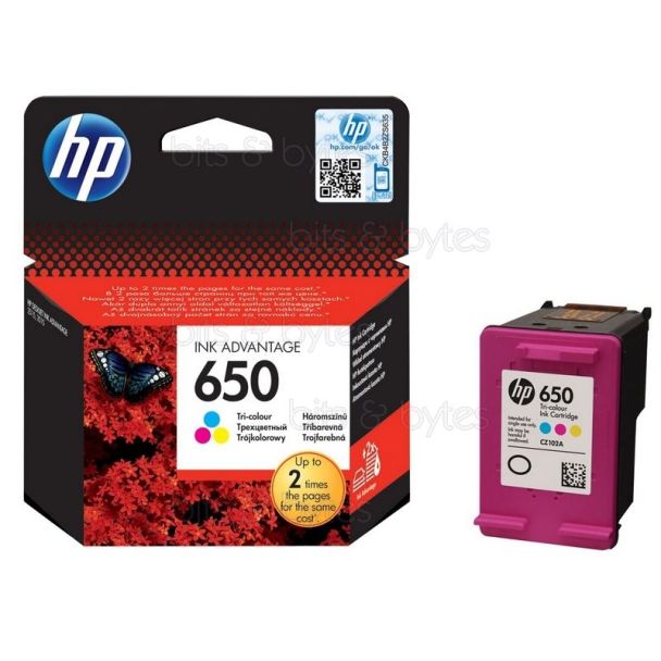 HP 650 (CZ102AE) Ink Advantage Colour Original Ink Cartridge