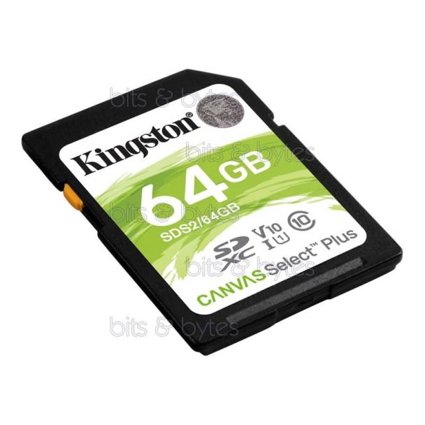 Kingston Canvas Select Plus 64GB SDXC Class 10 UHS-I Memory Card SDS2/64GB 0740617297973
