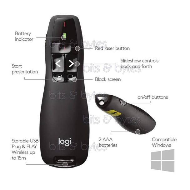 Logitech R400 Wireless Laser Presenter (2.4GHz USB Receiver)