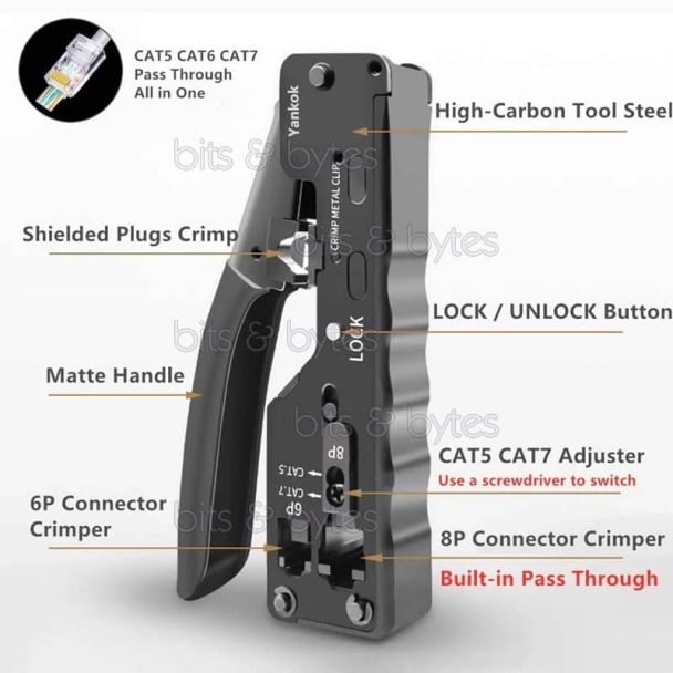 Network Crimping Tool for RJ11 - RJ12 - RJ45 Plugs