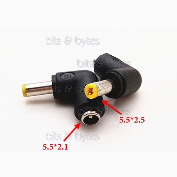 Power Plug Angle Adapter (5.5 x 2.1 mm Socket to 5.5 x 2.5mm Plug) [D3]