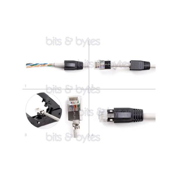 RJ45 CAT6A / CAT7 (AWG 23-22) Shielded Modular Plug for Round Cable DeLock 66903 4043619669035