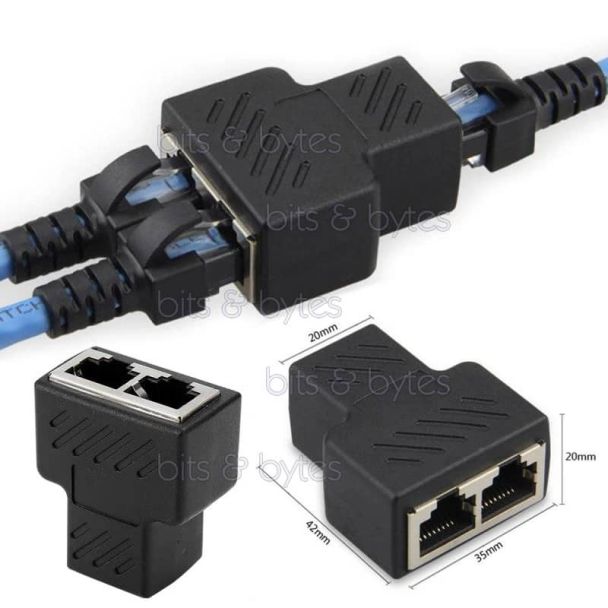 RJ45 Socket to 2x RJ45 Sockets Splitter Shielded (T) Adapter