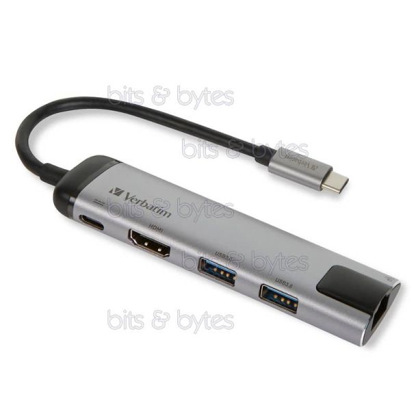 Verbatim USB 3.1 Type-C Multiport Hub (USB-C PD / USB 3.0 / HDMI / Ethernet) 366874 49141 023942491415