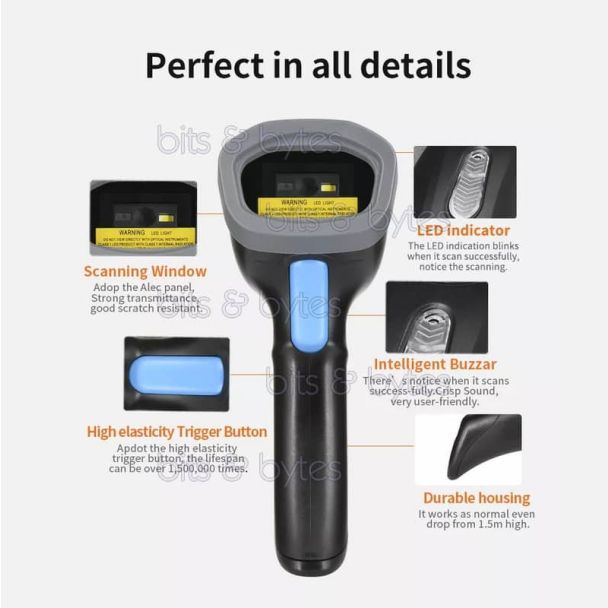 CMI-8014PZ CMOS 2D Handheld Barcode Reader (Bluetooth / RF Wireless USB / USB Cable)