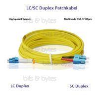 1.0m Fiber Optic Patch Cable - OS2 LC to SC Plugs 9/125um (10 Gigabit)